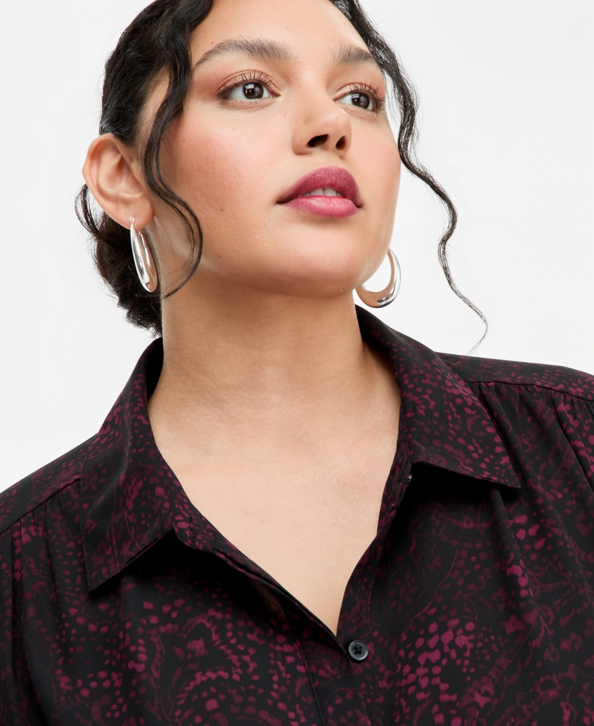 I.n.c. International Concepts Plus Print Collared Long-Sleeve Tunic, Macy's Exclusive