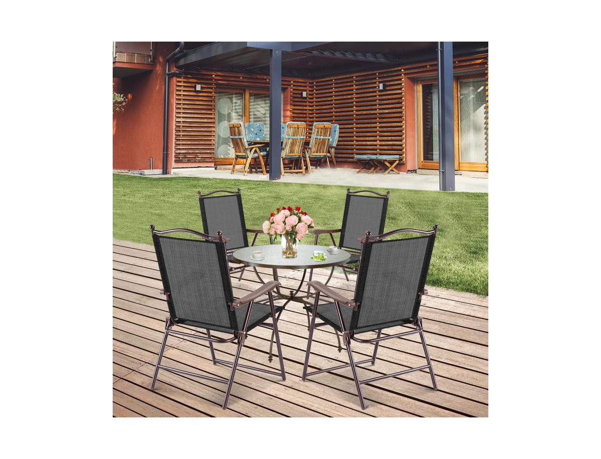 Mondawe Set of 2 Patio Folding Sling Back Camping Deck Chairs