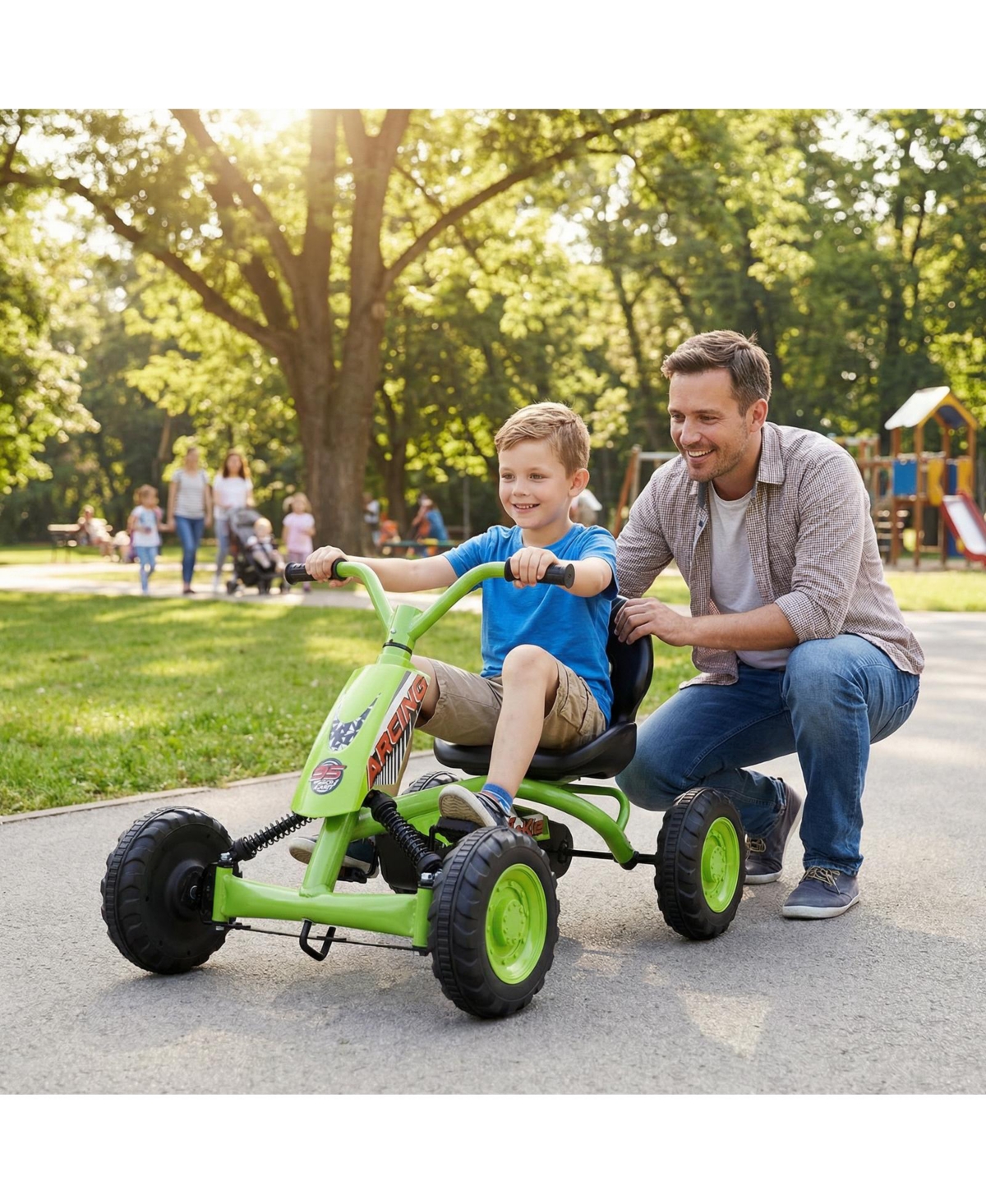 Gymax Go Kart for Kids 4 Wheel Toddler Ride On Pedal Car w/ Steering Handlebars