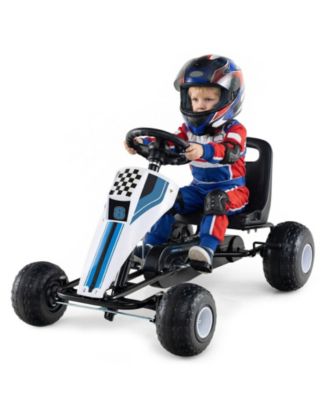 Pedal Go Kart for Kids 4-Wheel Ride On Toy with  Steering Wheel and Safe Handbrake