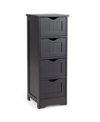 Bathroom Floor Cabinet Free Standing Storage Side Organizer W/4 Drawers Espresso