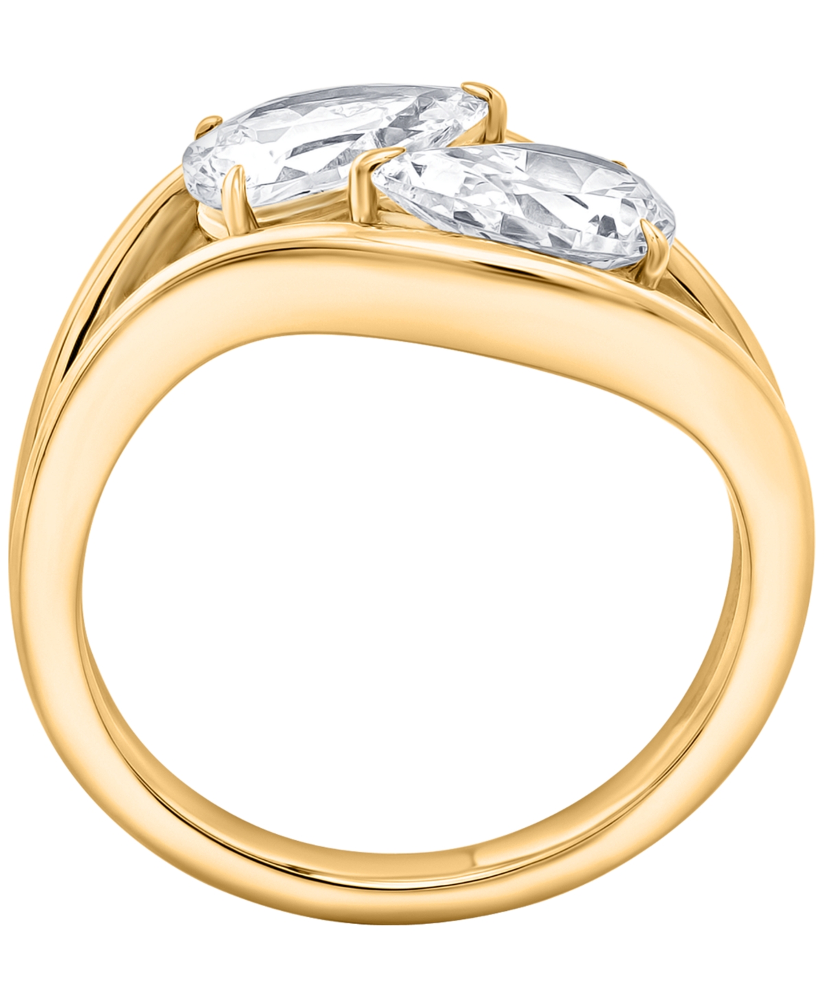 Macy's Lab-Grown Diamond 2-Stone Pear Shape Ring (2 ct. t.w.) in 14k Yellow Gold
