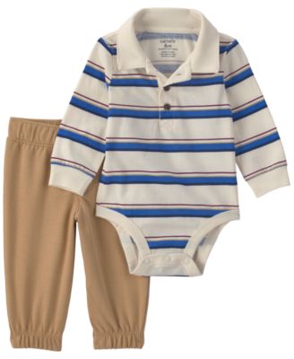 Baby Boys' Striped  Long-Sleeve Bodysuit and Pants, 2-Piece Set