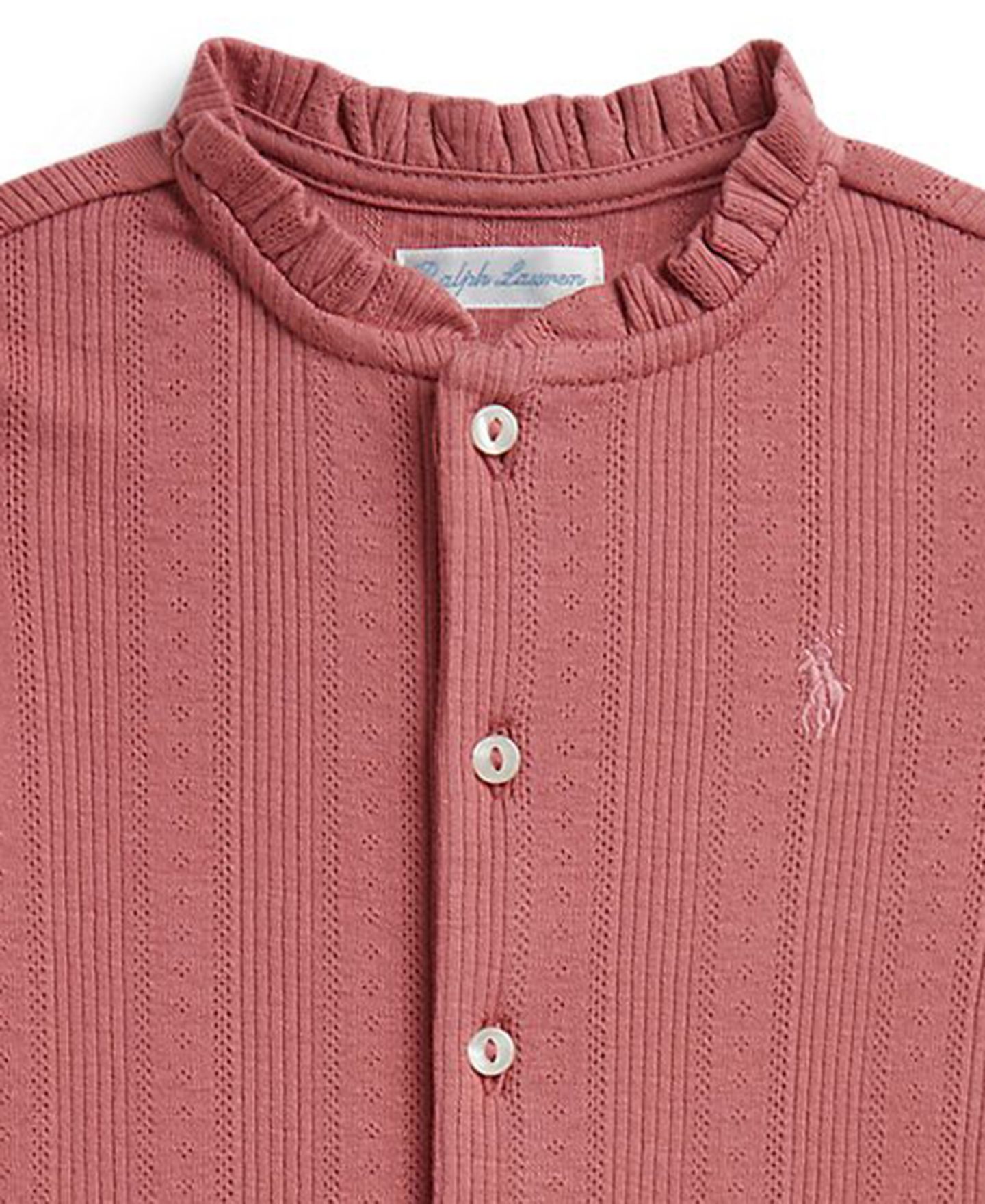 Комплект Polo Ralph Lauren Pointelle Knit Cotton Top and Leggings, 2-Piece Set для девочек-малышей, цвет: Холщовый розовый — фото 3