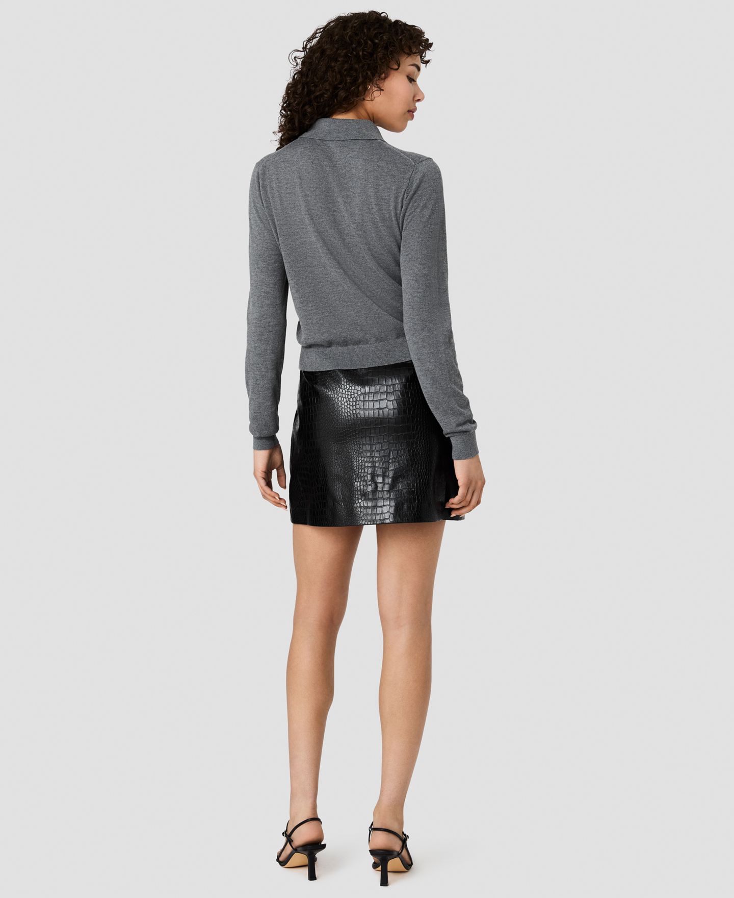 Женский топ French Connection Nola Fine Knit Collared Long-Sleeve, цвет: Тёмный серый — фото 5