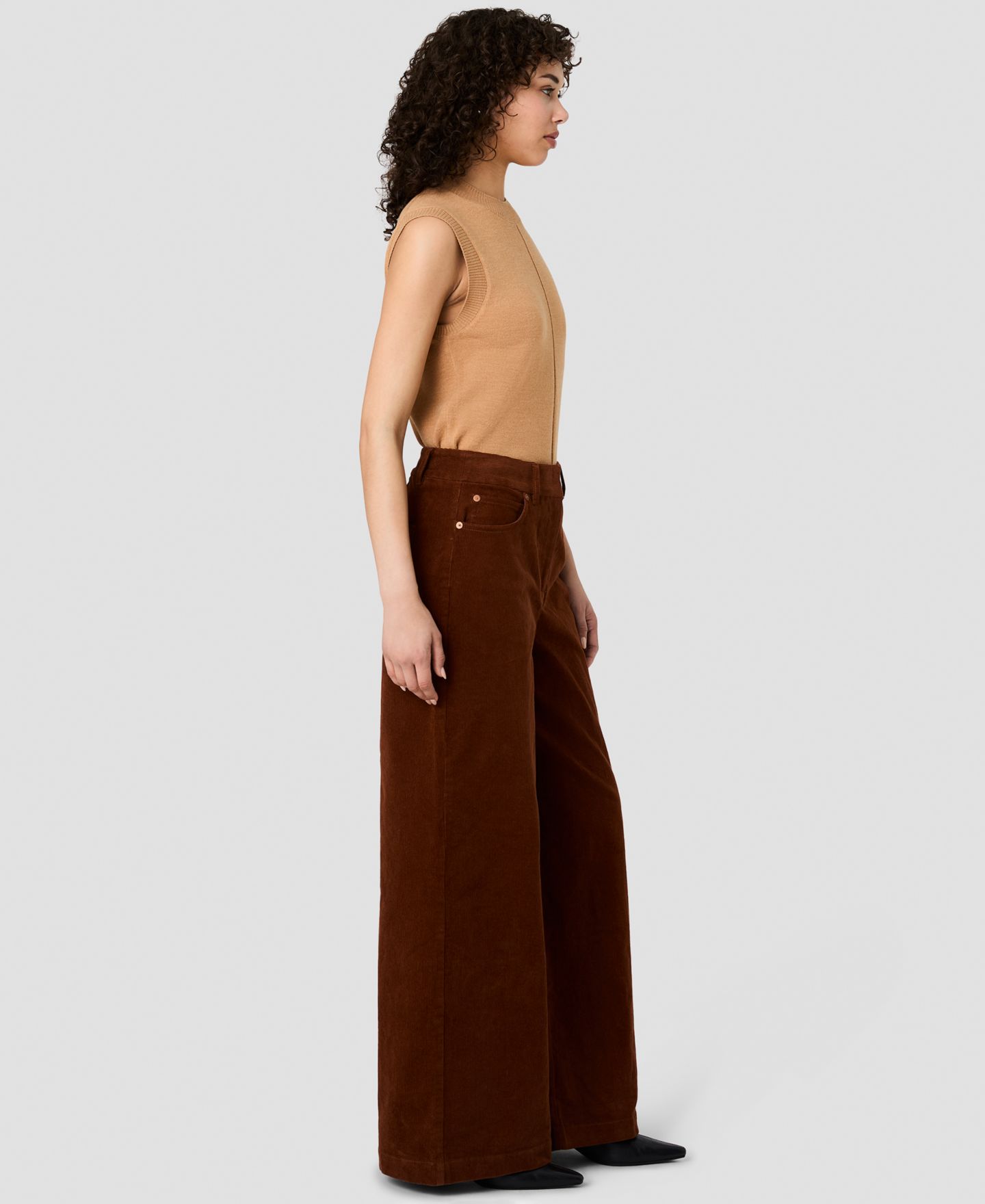 Женские брюки French Connection Casey Corduroy Wide-Leg, цвет: Каштановый коричневый — фото 4