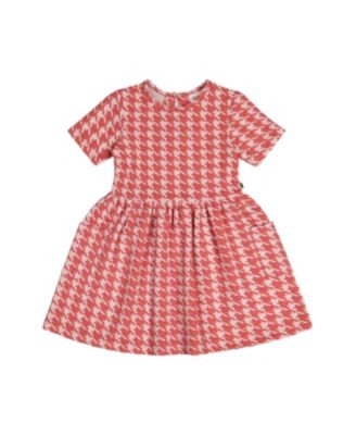 Girl's (6T-12T) Short Sleeve Dress with Pockets Houndstooth