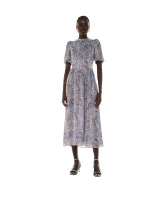 Women's High Neck Fit and Flare Midi Dress