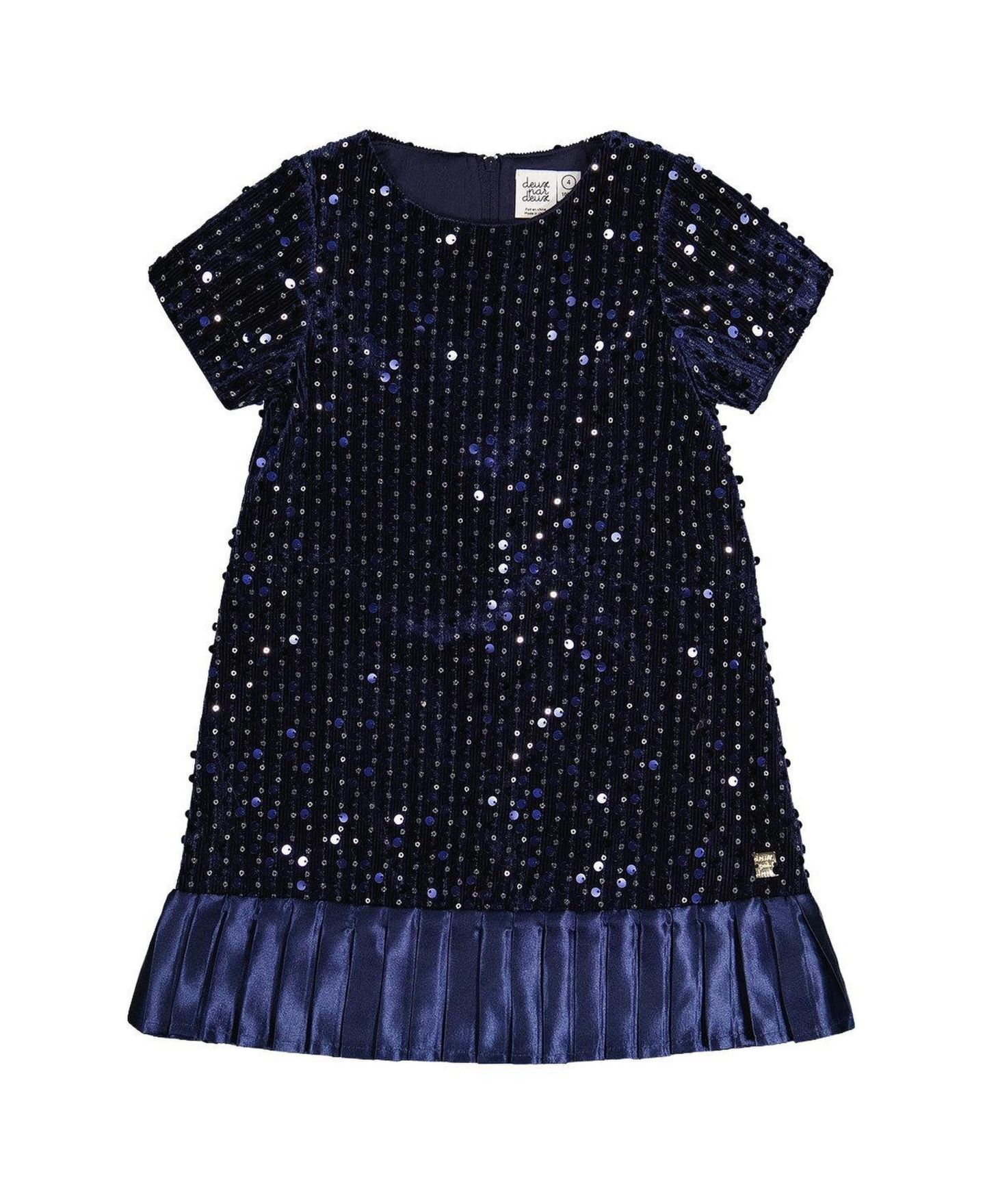 Платье Deux par Deux Short Sleeve A-Line Dress для девочек, цвет: Тёмный синий — фото 1
