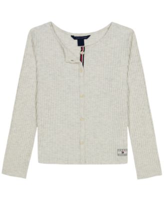 Girls' 7-16 Pointelle Rib Long-Sleeve Top