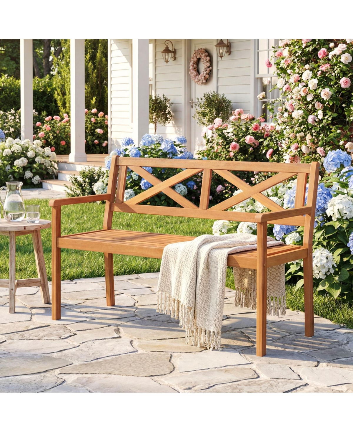 Slickblue 2-Person Patio Chair with Armrests and Backrest for Outdoor Garden Use