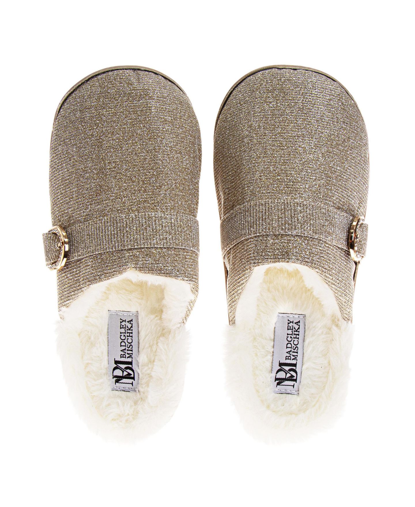 Женские тапочки Badgley Mischka Faux Fur Slide Slippers, цвет: Золотой — фото 6