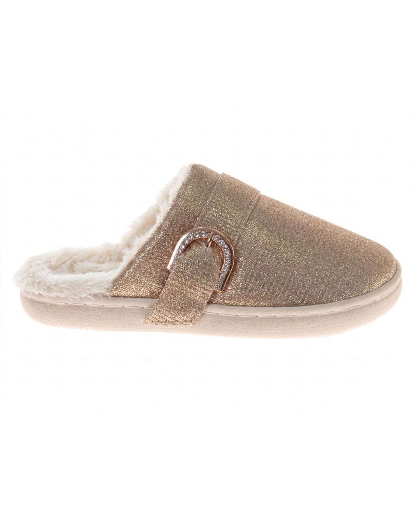 Женские тапочки Badgley Mischka Faux Fur Slide Slippers, цвет: Золотой — фото 2