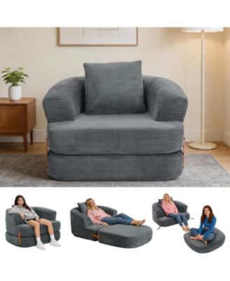 3-in-1 Folding Memory Foam Sofa Bed, Convertible Floor Futon Chair with Washable Cover