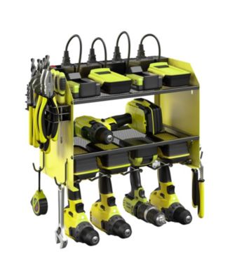 Power Tool Organizer Wall Mount Charging Station 8 Outlet Rack Holder