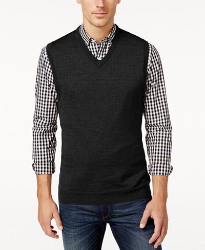 Club Room Men's VNeck Merino Blend Sweater Vest, Only at Macy's