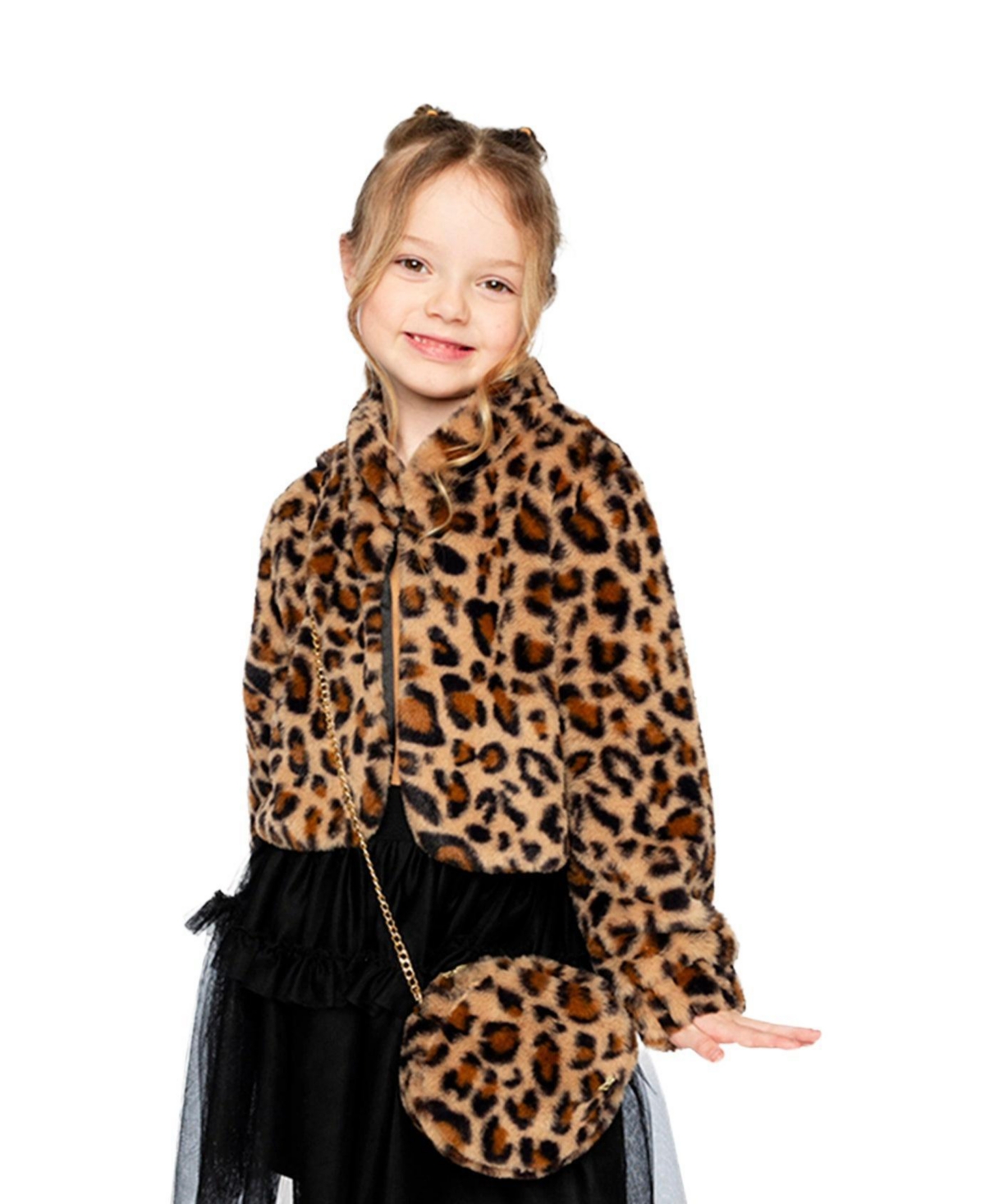 Deux par Toddler Girl 2T-5T Faux Fur Jacket Leopard Print