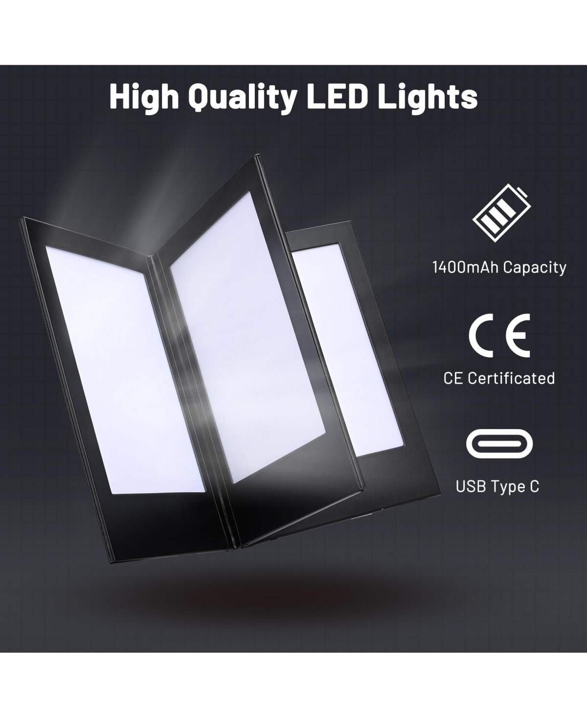 Yescom Led Backlit Menu Holder Cover Folding Panel 4 View 8"x11" Paper 2 Pack
