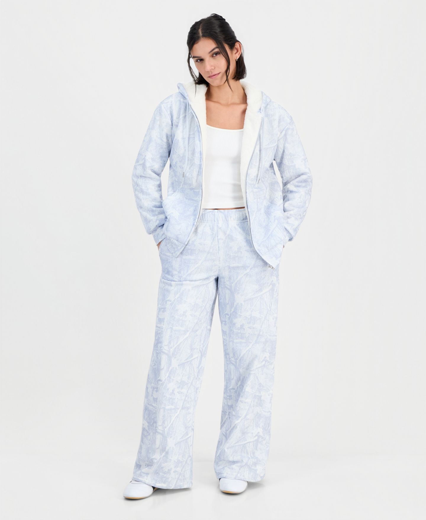 Женские брюки Ultra Flirt Juniors' Faux Fur Lined Wide Leg, цвет: Синий — фото 4