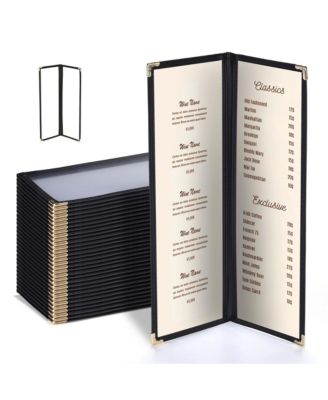  30 Pcs Restaurant Menu Covers Holders for 4.25 x 14" Paper 2 Page 4 View