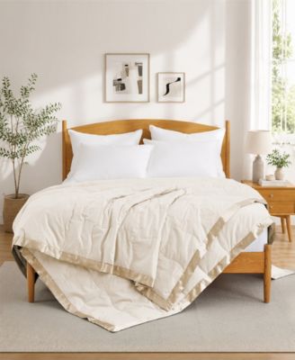 Oversized Lightweight Satin Trim Feather and Down Blanket
