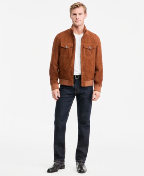 Мужская куртка Cole Haan Genuine Suede Bomber, цвет: Карамельный