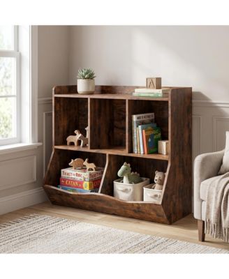 Kids' Toy Storage Organizer with Open Compartments and Tilting Storage Bins - Durable and Safe Children's Bookshelf for Playroom and Bedroom