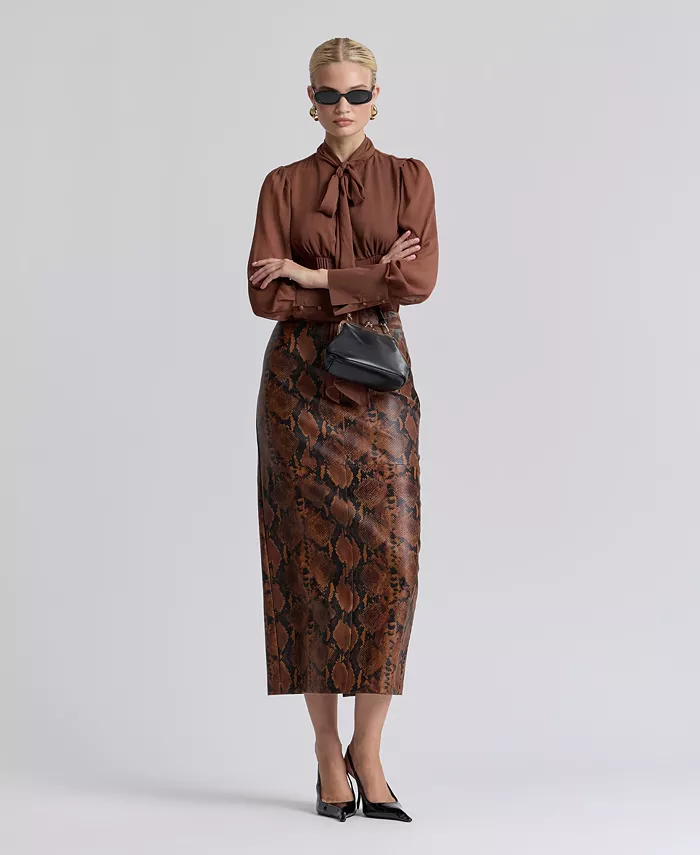 Women's Fitted Midi Skirt - thumbnail 7