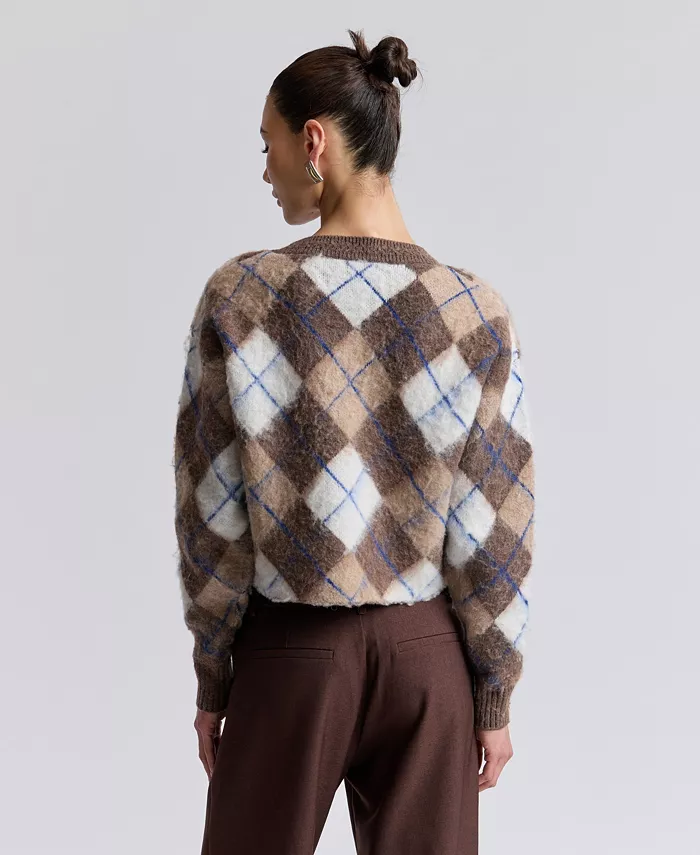 Women's Argyle Jacquard Cardigan - thumbnail 5