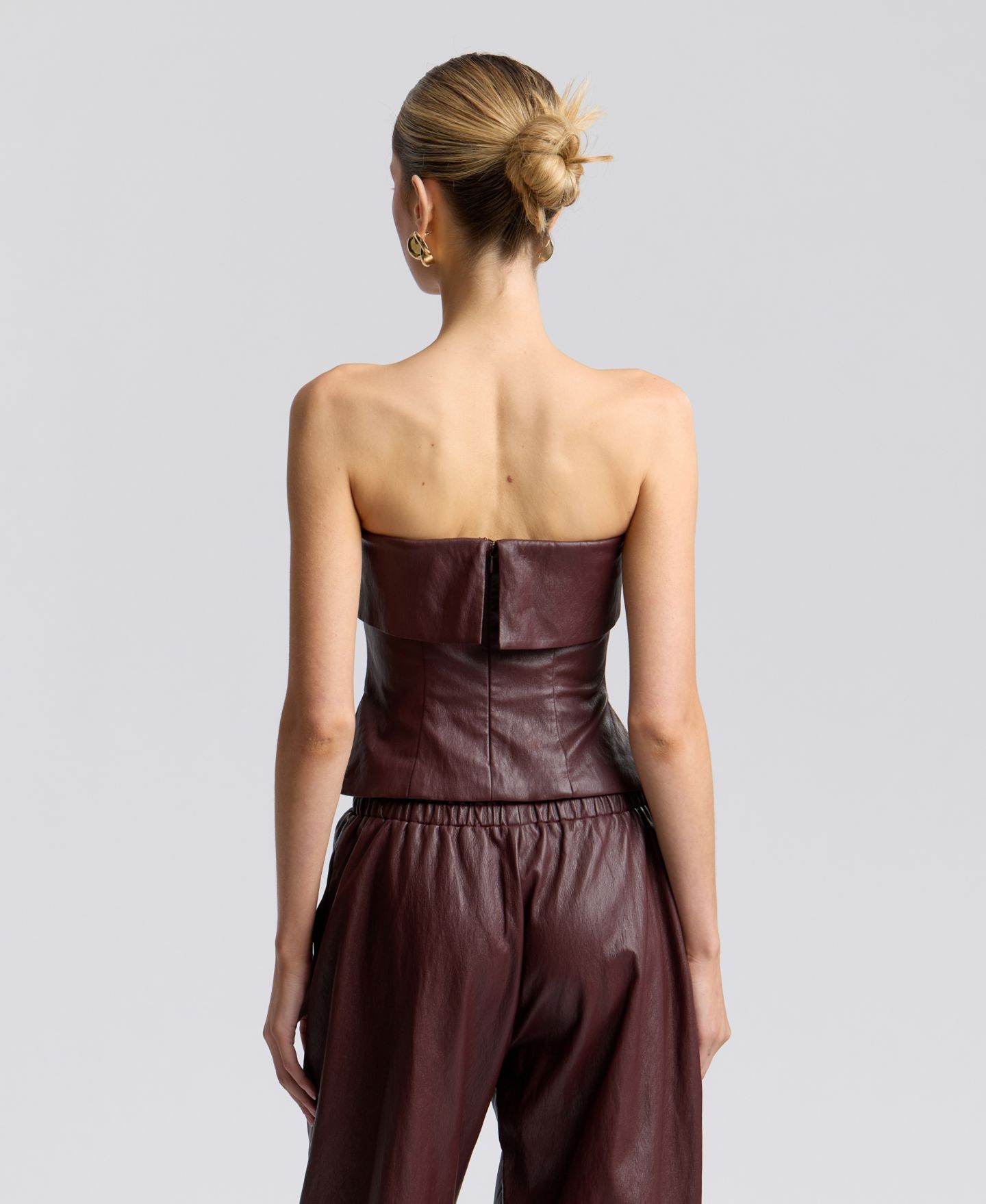 Женский топ Avec Les Filles Faux Leather Sleeveless Tube Top, цвет: Бордо — фото 5