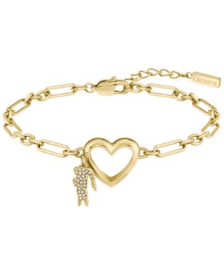 Women's Elyse Gold-Tone Stainless Steel Heart Bracelet with Crystal Pav&eacute; Crocodile