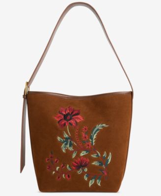 Floral Embroidered Soft Bucket Bag