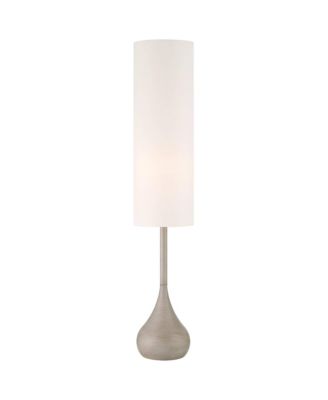 Moderne Mid Century Modern 62" Tall Standing Floor Lamp Droplet Foot Switch Natural Metal Living Room
