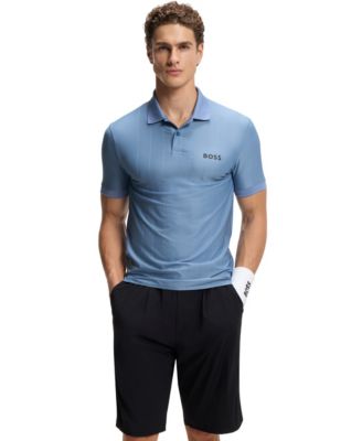 BOSS by Men's Four-Way Stretch Stripe-Jersey Slim-Fit Polo Shirt