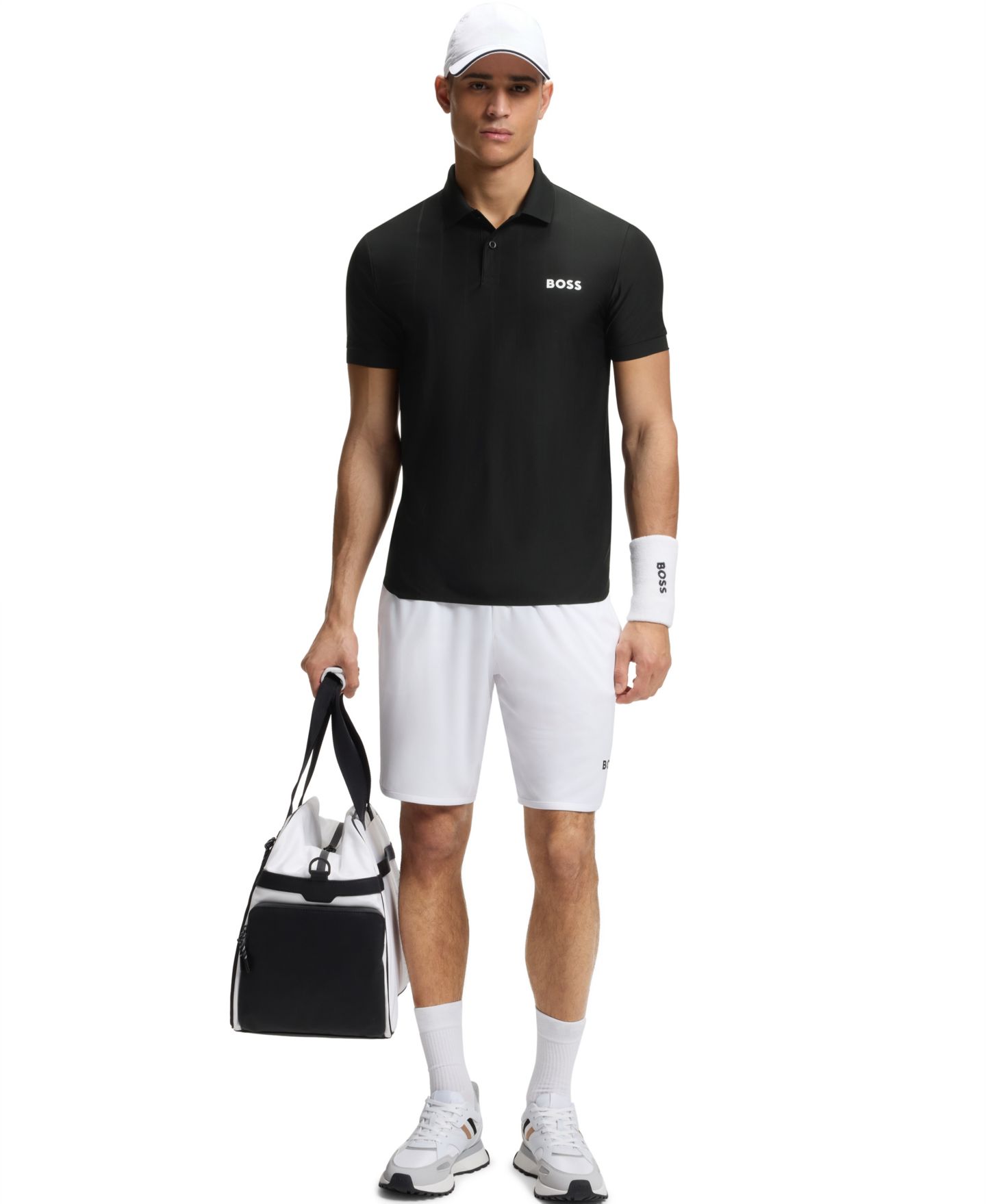 Мужское поло Hugo Boss Four-Way Stretch Stripe-Jersey Slim-Fit Polo Shirt, цвет: Чёрный — фото 4