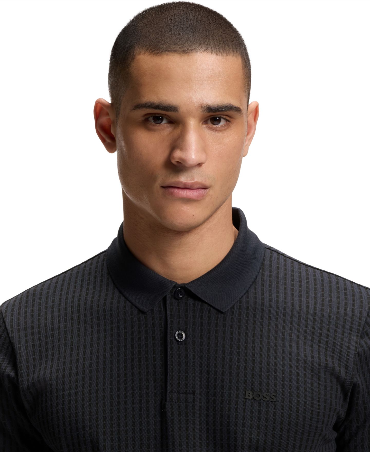 Мужское поло Hugo Boss Cotton-Piqué All-Over Print Polo Shirt, цвет: Тёмный синий — фото 5