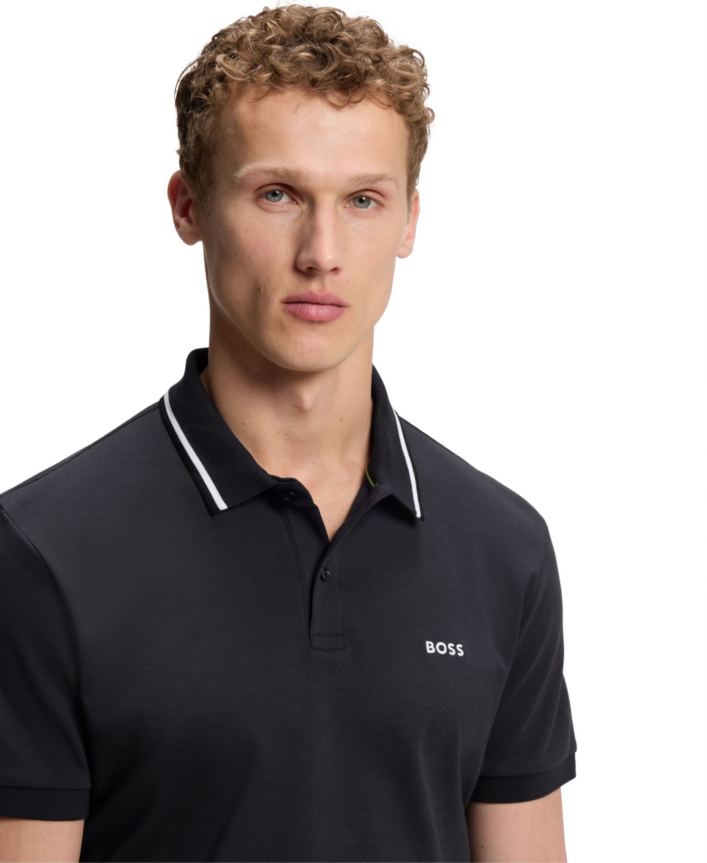 Мужское поло Hugo Boss BOSS by Interlock Cotton Paddy Slim-Fit Polo Shirt, цвет: Тёмный синий — фото 5