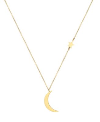 Tarnish Resistant Gold Moon and Star Pendant Necklace