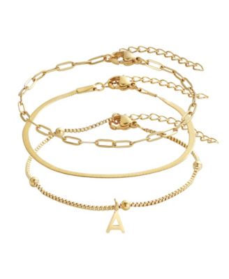 Tarnish Resistant Gold Set of 3 Chain Bracelets