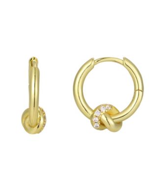 Gold Cubic Zirconia Knot Invisble Hoop Earrings