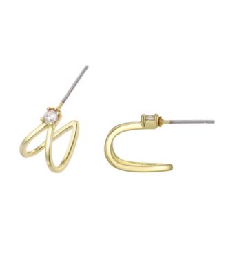 Gold Cubic Zirconia Wrap Around Huggie Earrings