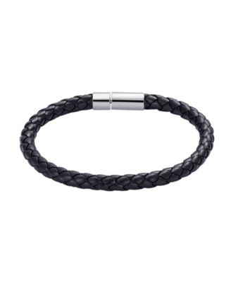 Men's Black Polyurethane Leather Rope Chain Bracelet