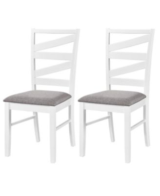 Dining Chairs Set of 2 with Tall Backrests Linen Fabric Upholstered Seats