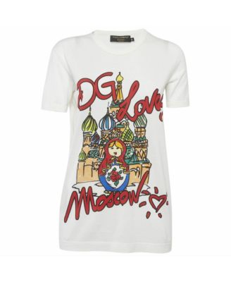 Women's Pre-Owned Dolce and Gabbana Moscow Graphic Print Jersey T-Shirt