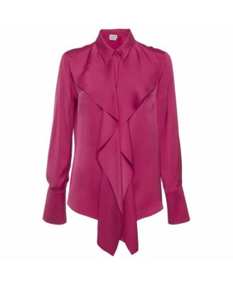 Women's Ruffled Satin Silk Blouse