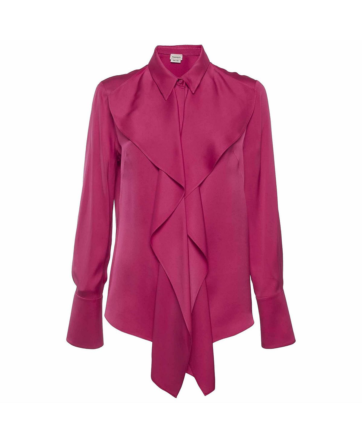 Pre-Owned Alexander Mcqueen Women's Ruffled Satin Silk Blouse view 1 — MAYCSS fashion products