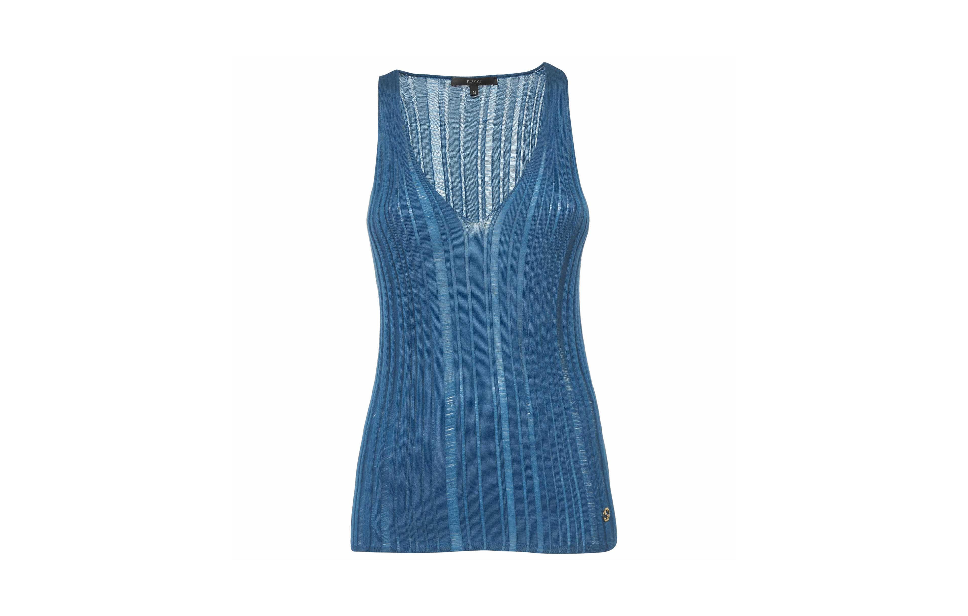 Pre-Owned Gucci Women's Ribbed Knit V-Neck Tank Top