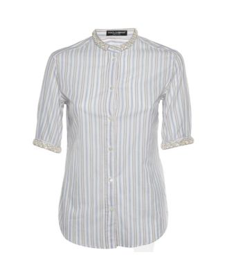 Women's Striped Pearl-Embellished Cotton Shirt