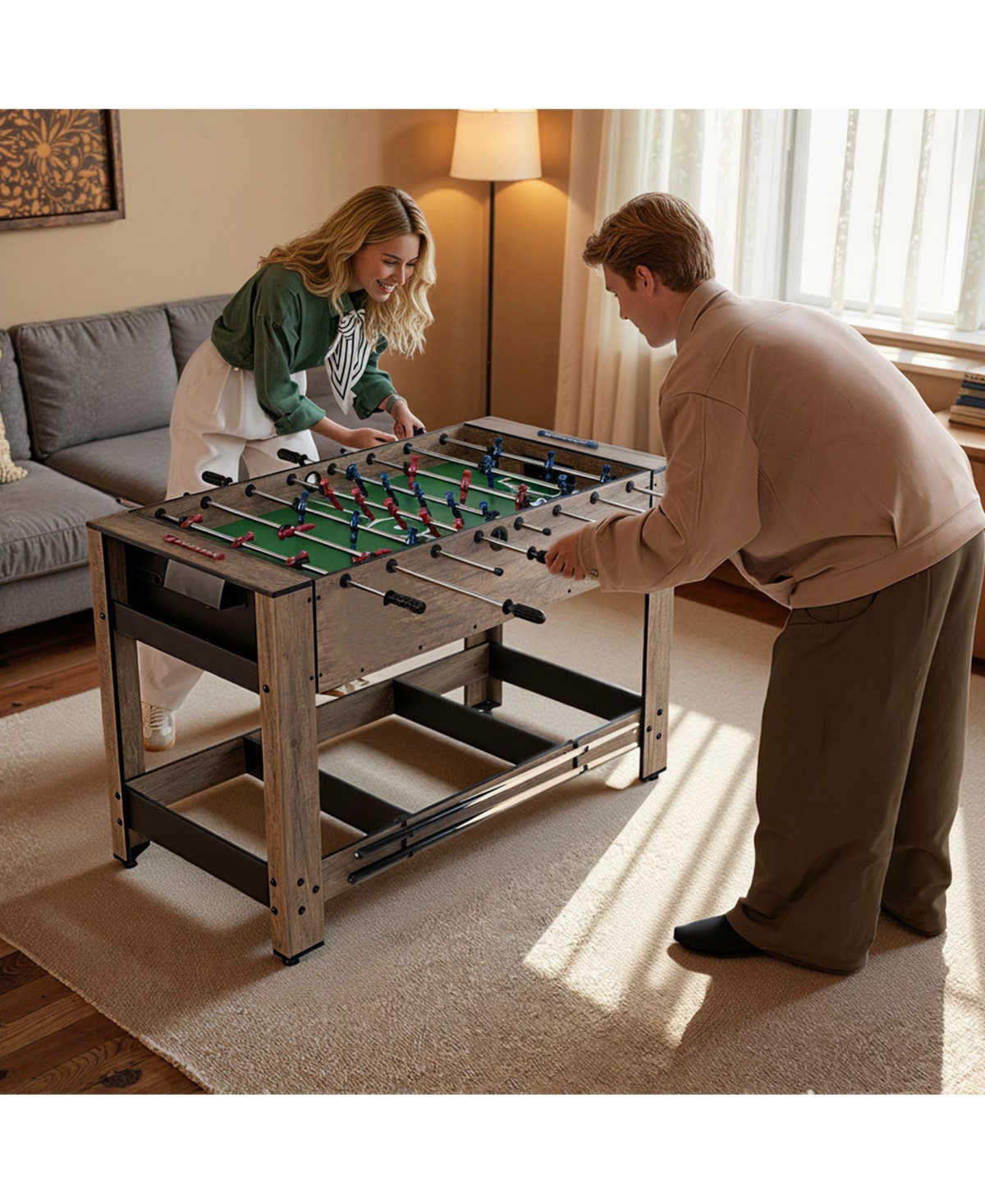 Slickblue Indoor Game Table 2-in-1 Foosball and Pool Combo for Family Play