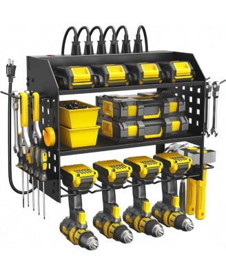 Power Tool Organizer Charging Station Wall Mount Drill Holder Rack Workshop Storage